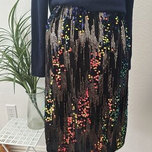 Sequin Embellished Black Skirt